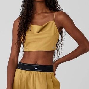 Alo Megastar Tank Top Crop Golden Olive Branch